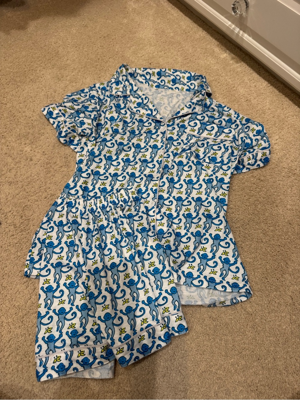 Roller Rabbit Blue Monkey Print Short Pajama Set